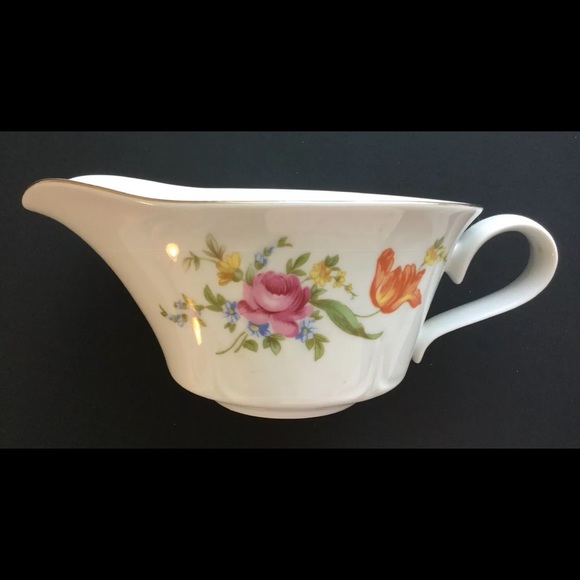 JL MENAU Germany Gravy Boat Vintage Ivory Floral - Picture 1 of 8